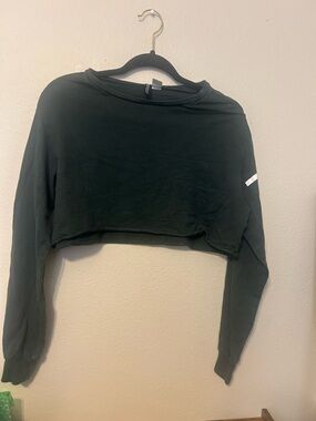 Divided Green Cropped long sleeve with POSITIVITY spelled out, Women’s XS